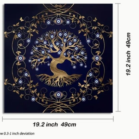 Tree of Life Third Eye Evil Eye Tarot Cloth Tapestry Tablecloth 19 X 19 NWT - Picture 2 of 2